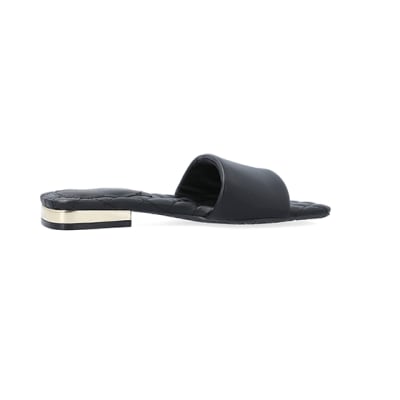 360 degree animation of product Black padded sandals frame-14
