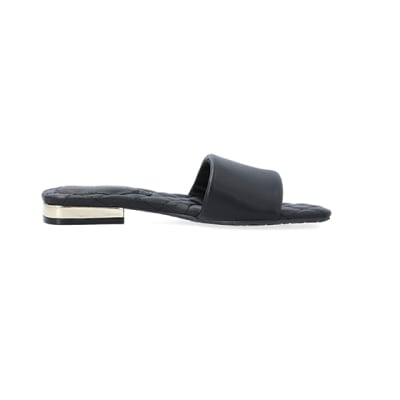360 degree animation of product Black padded sandals frame-15