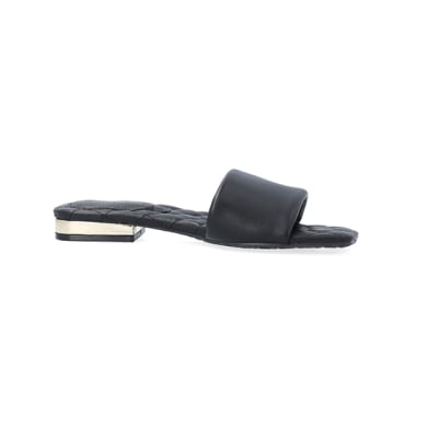 360 degree animation of product Black padded sandals frame-16
