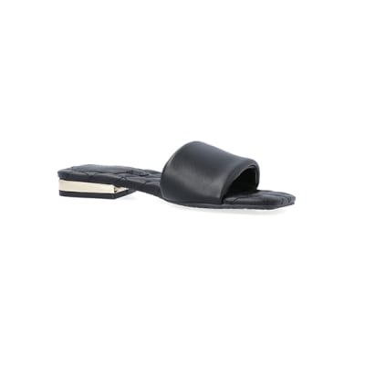 360 degree animation of product Black padded sandals frame-17