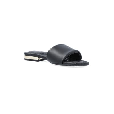 360 degree animation of product Black padded sandals frame-18