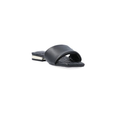 360 degree animation of product Black padded sandals frame-19