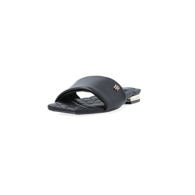 360 degree animation of product Black padded sandals frame-23