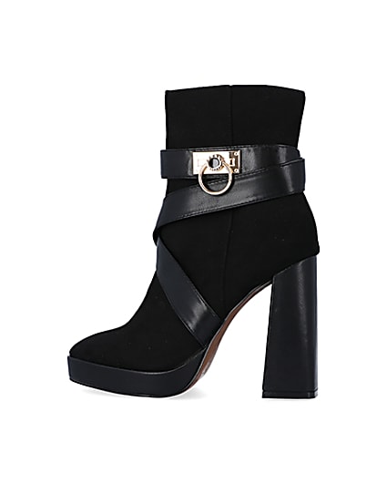 360 degree animation of product Black padlock heeled ankle boots frame-4
