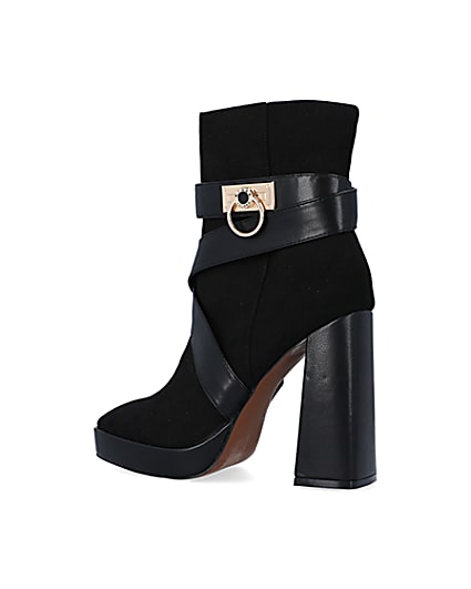 360 degree animation of product Black padlock heeled ankle boots frame-5