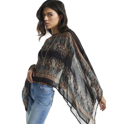 Paisley Sheer Batwing Top