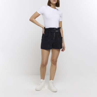 High waisted paper bag on sale shorts