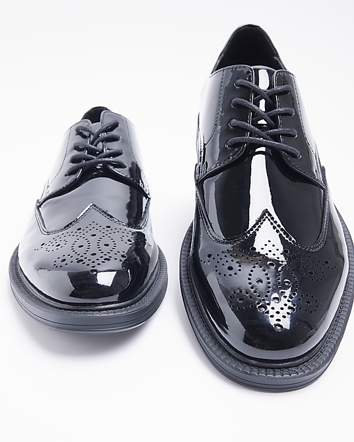 Black patent brogue derby shoes