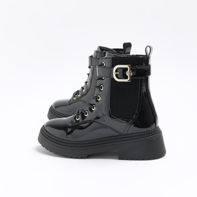 River island black patent 2024 boots