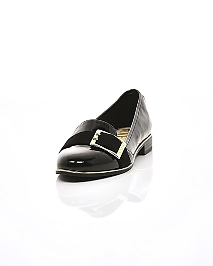 360 degree animation of product Black patent buckle loafers frame-2