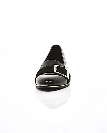 360 degree animation of product Black patent buckle loafers frame-3