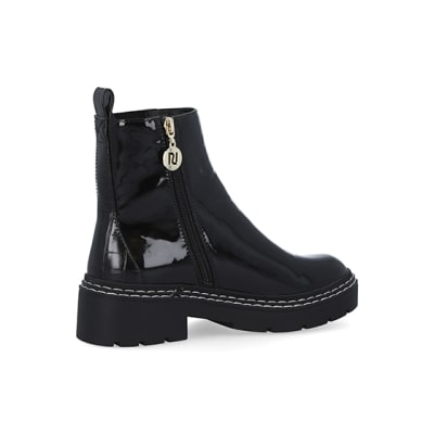 River island black patent 2024 boots