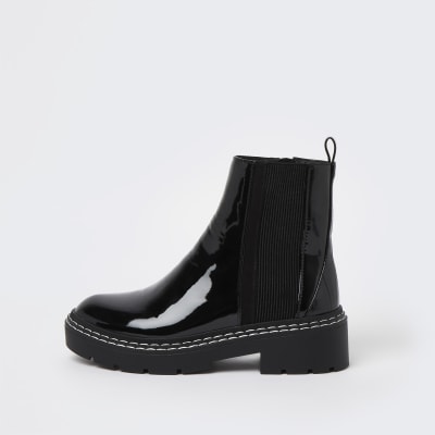 Black patent chelsea boots | River Island