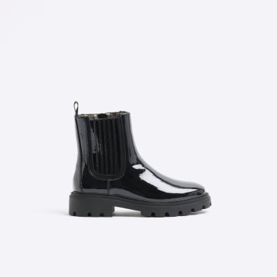 Black patent ankle boots river island clearance