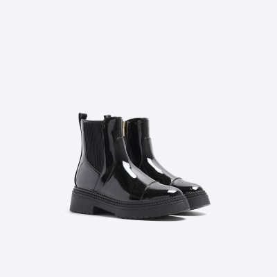 Black patent ankle boots cheap river island