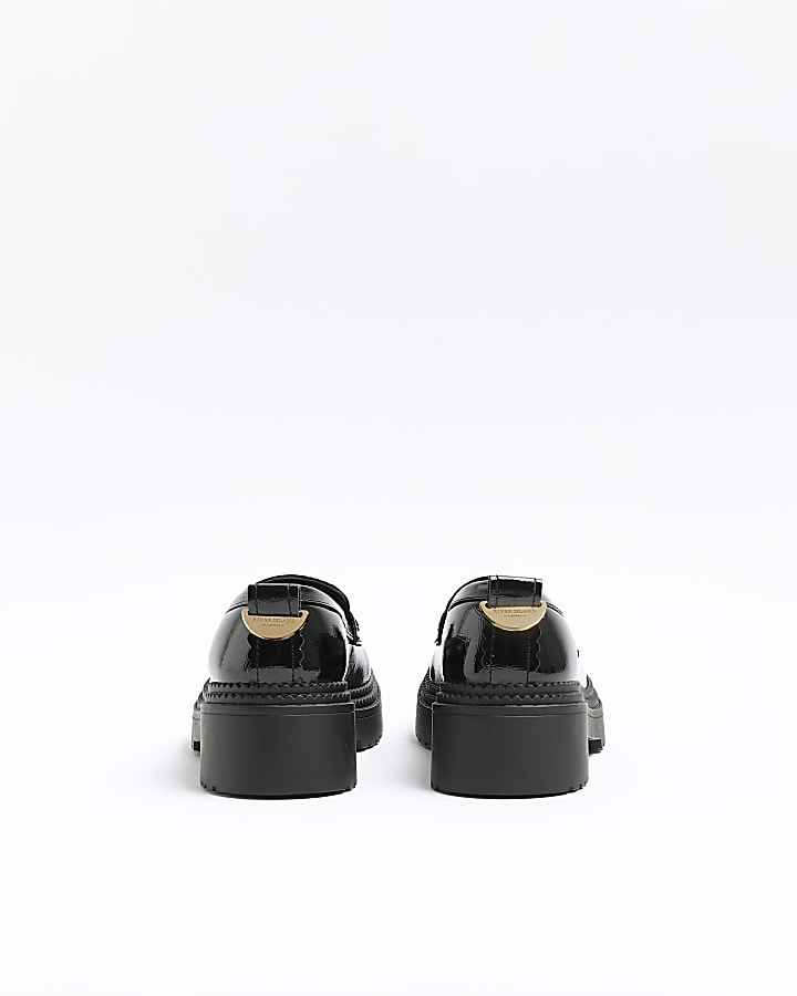 Black patent chunky loafers