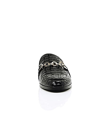 360 degree animation of product Black patent croc backless loafers frame-4