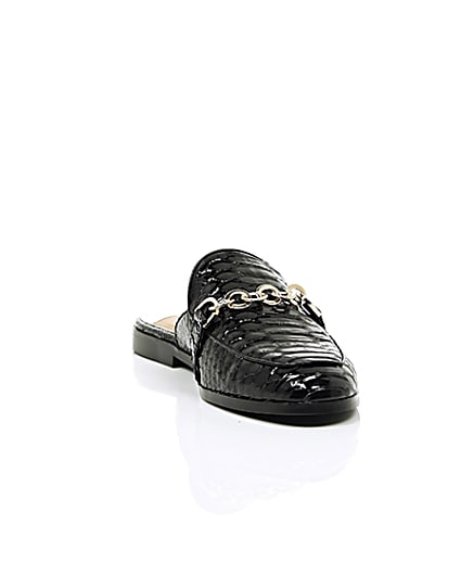 360 degree animation of product Black patent croc backless loafers frame-5
