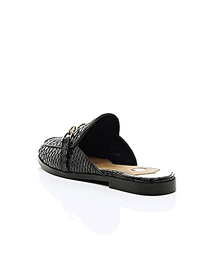360 degree animation of product Black patent croc backless loafers frame-18