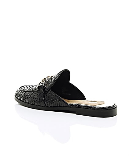 360 degree animation of product Black patent croc backless loafers frame-19