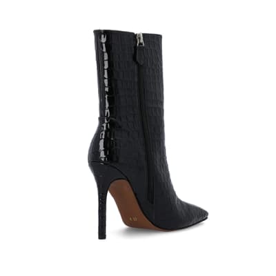 River island heeled patent cheap military boots in black