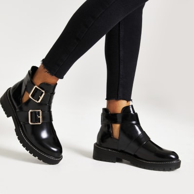 river island black chunky boots