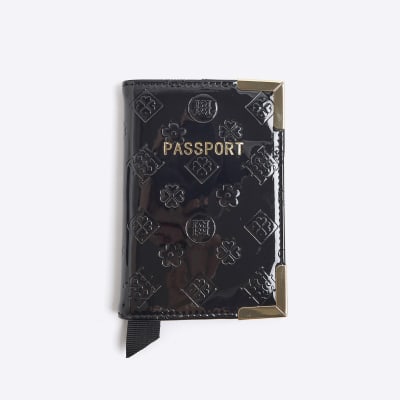 Black Patent Embossed Passport Holder