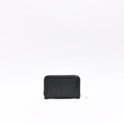 Black patent embossed RI purse River Island