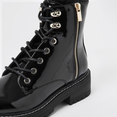 black patent boots river island