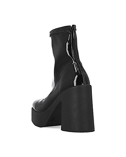 360 degree animation of product Black patent heeled biker boots frame-7