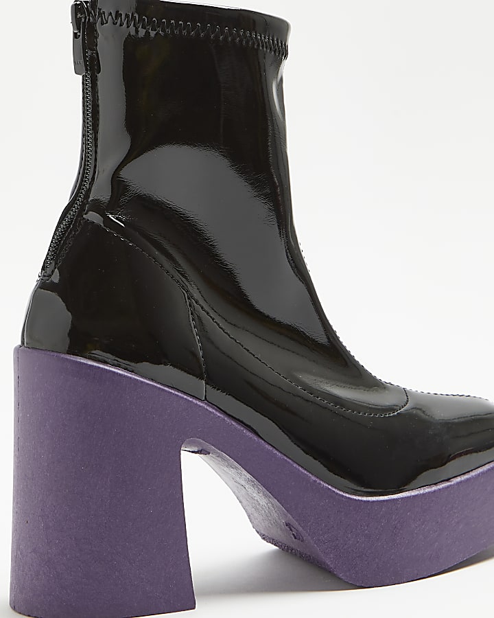 Black patent heeled boots