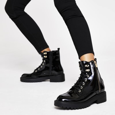 river island black chunky boots