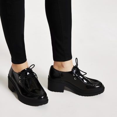 black patent chunky shoes