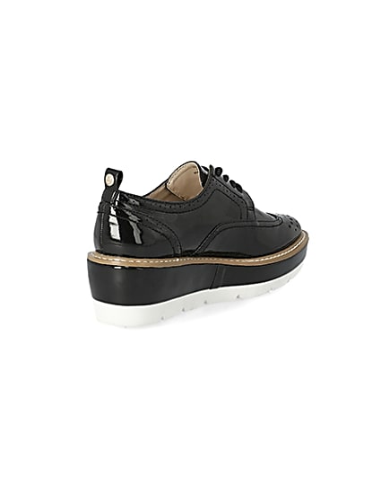 360 degree animation of product Black patent lace-up platform brogues frame-12