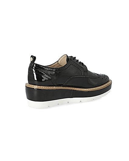 360 degree animation of product Black patent lace-up platform brogues frame-13