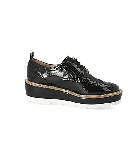 360 degree animation of product Black patent lace-up platform brogues frame-16