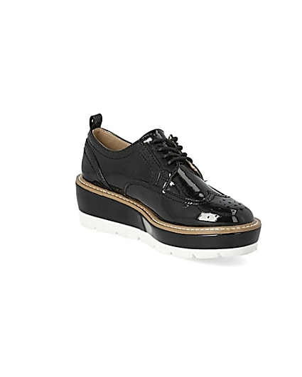 360 degree animation of product Black patent lace-up platform brogues frame-18