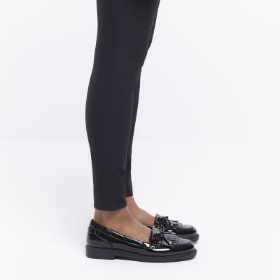 Black patent loafers