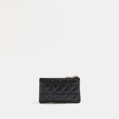 Black patent quilted purse River Island