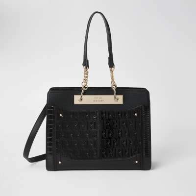 black chain tote bag