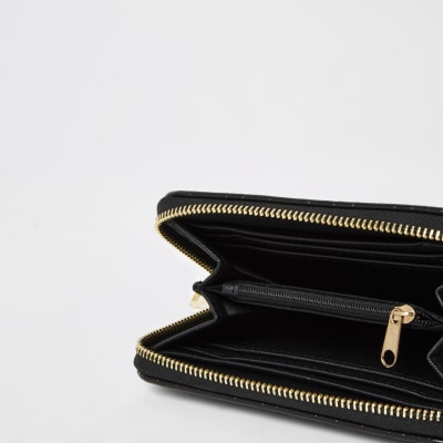 black zip around purse