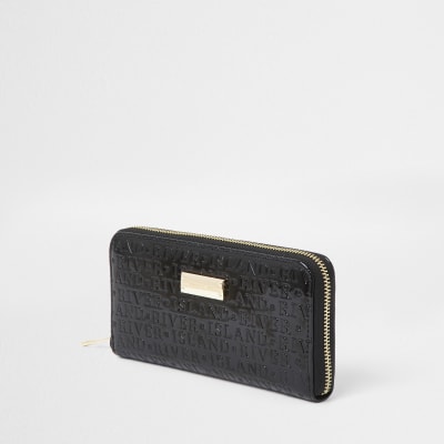 black zip around purse