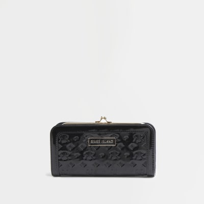 black patent ri embossed purse