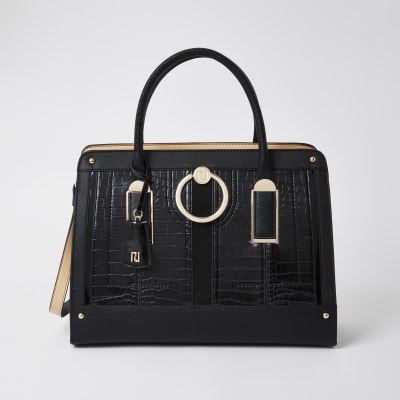 black and gold river island bag