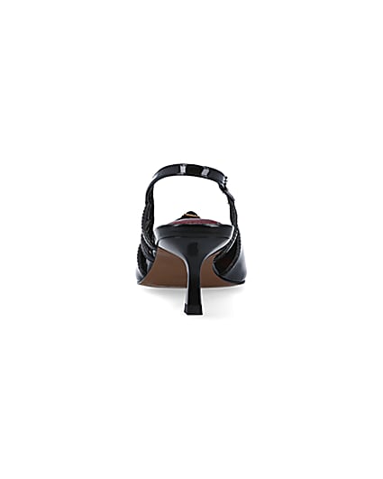 360 degree animation of product Black patent slingback court shoe frame-9