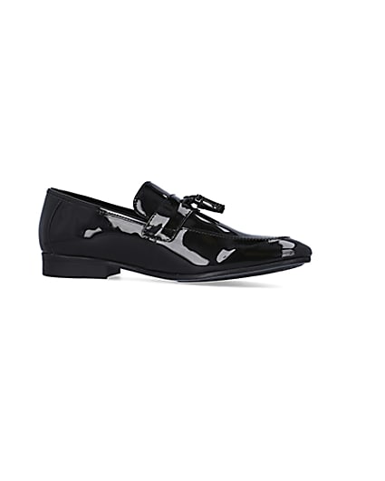 360 degree animation of product Black Patent tassel Loafers frame-16