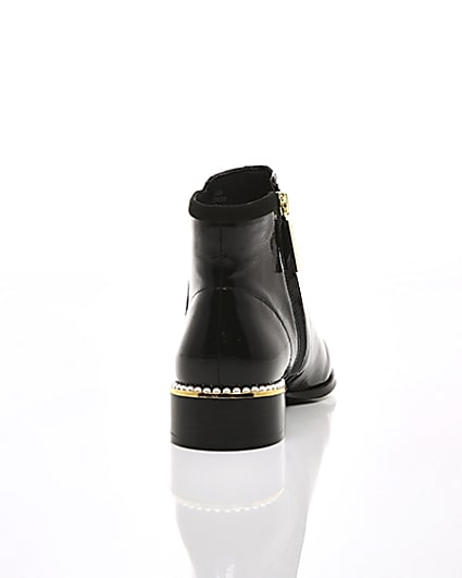 360 degree animation of product Black pearl embellished flat ankle boot frame-15