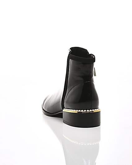 360 degree animation of product Black pearl embellished flat ankle boot frame-17