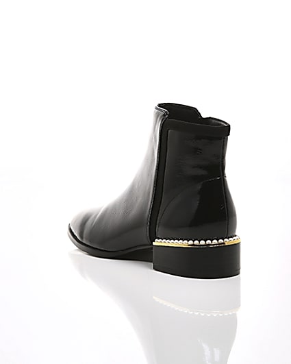 360 degree animation of product Black pearl embellished flat ankle boot frame-18