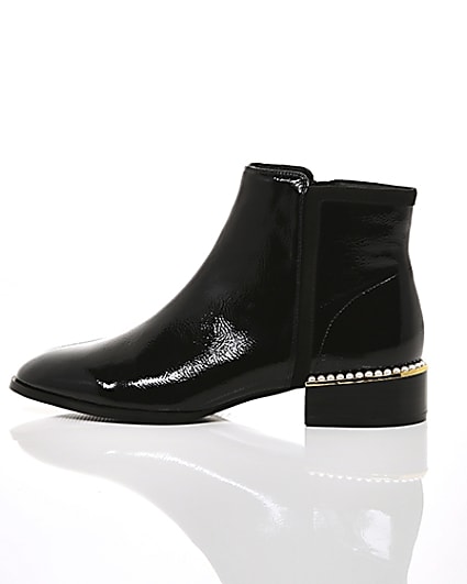 360 degree animation of product Black pearl embellished flat ankle boot frame-21